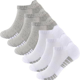 Mens 6pk Striped Half Terry White/grey Trainer Socks